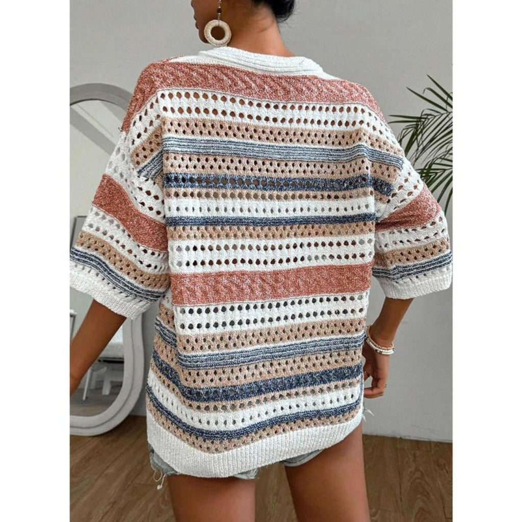 Kelise™ | Casual Striped Crochet V-Neck Summer Top