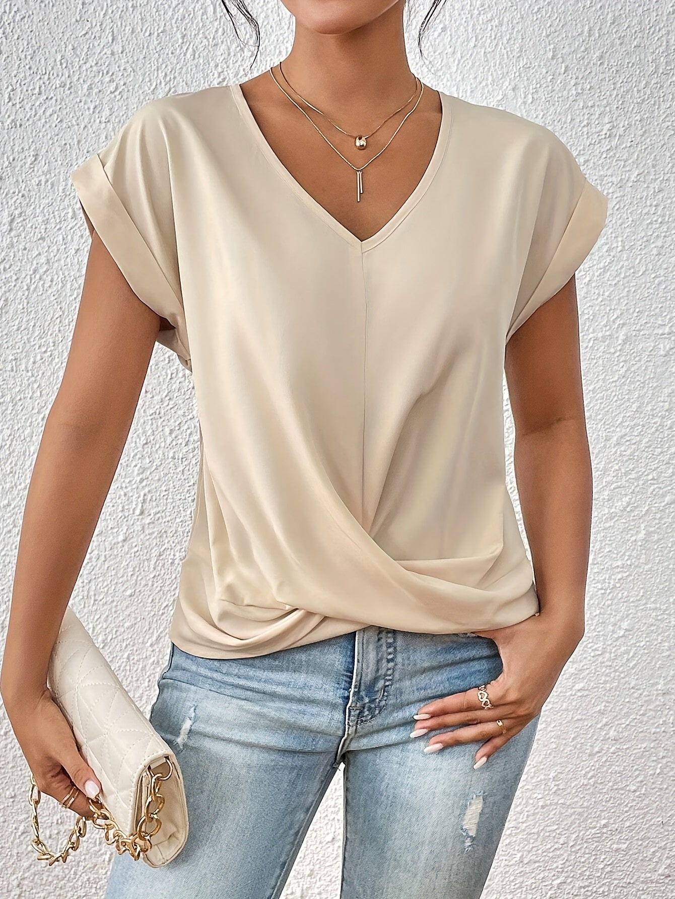 Meika™  | Women Classic Twist Detail V-Neck Top