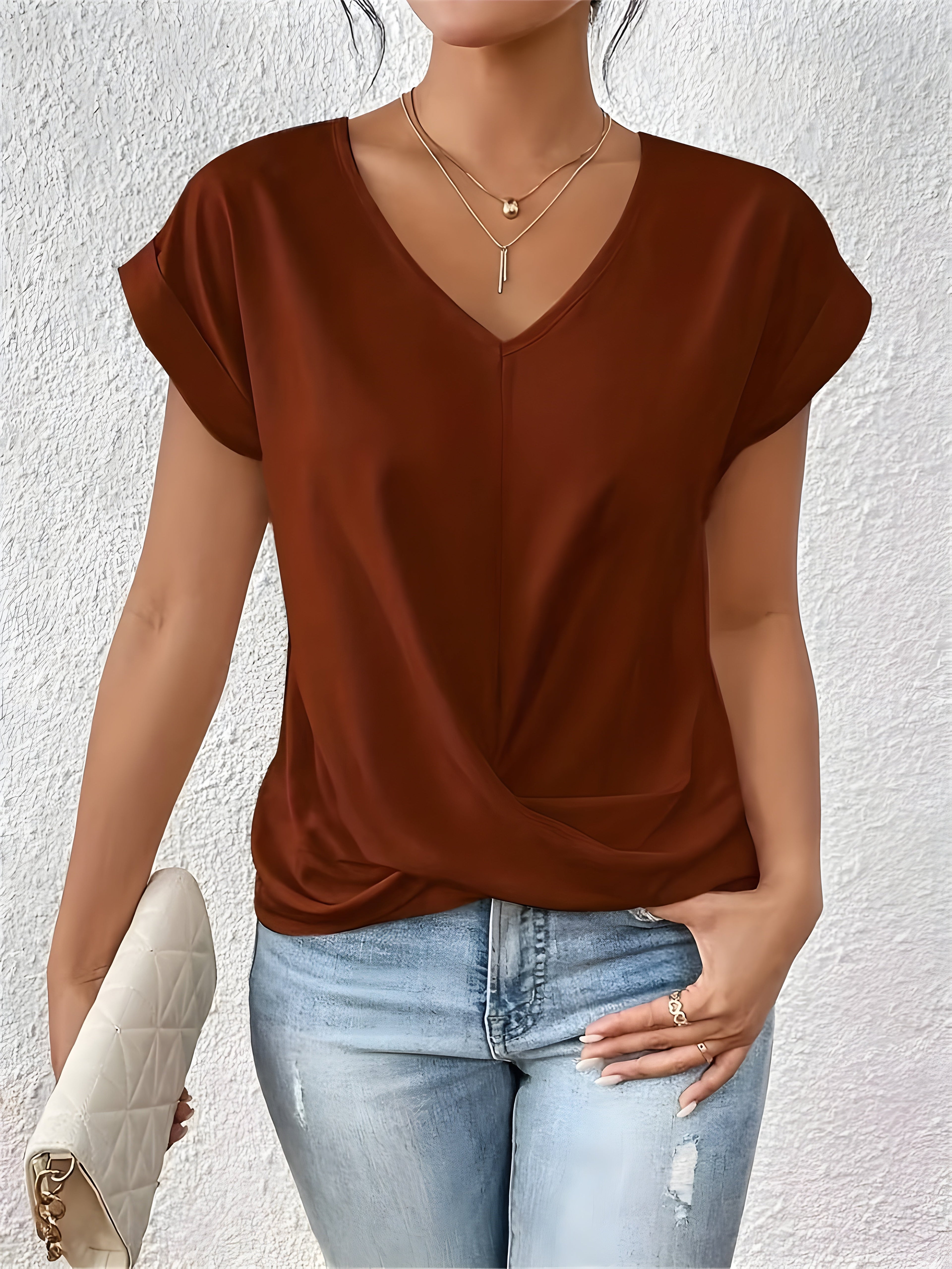 Meika™  | Women Classic Twist Detail V-Neck Top