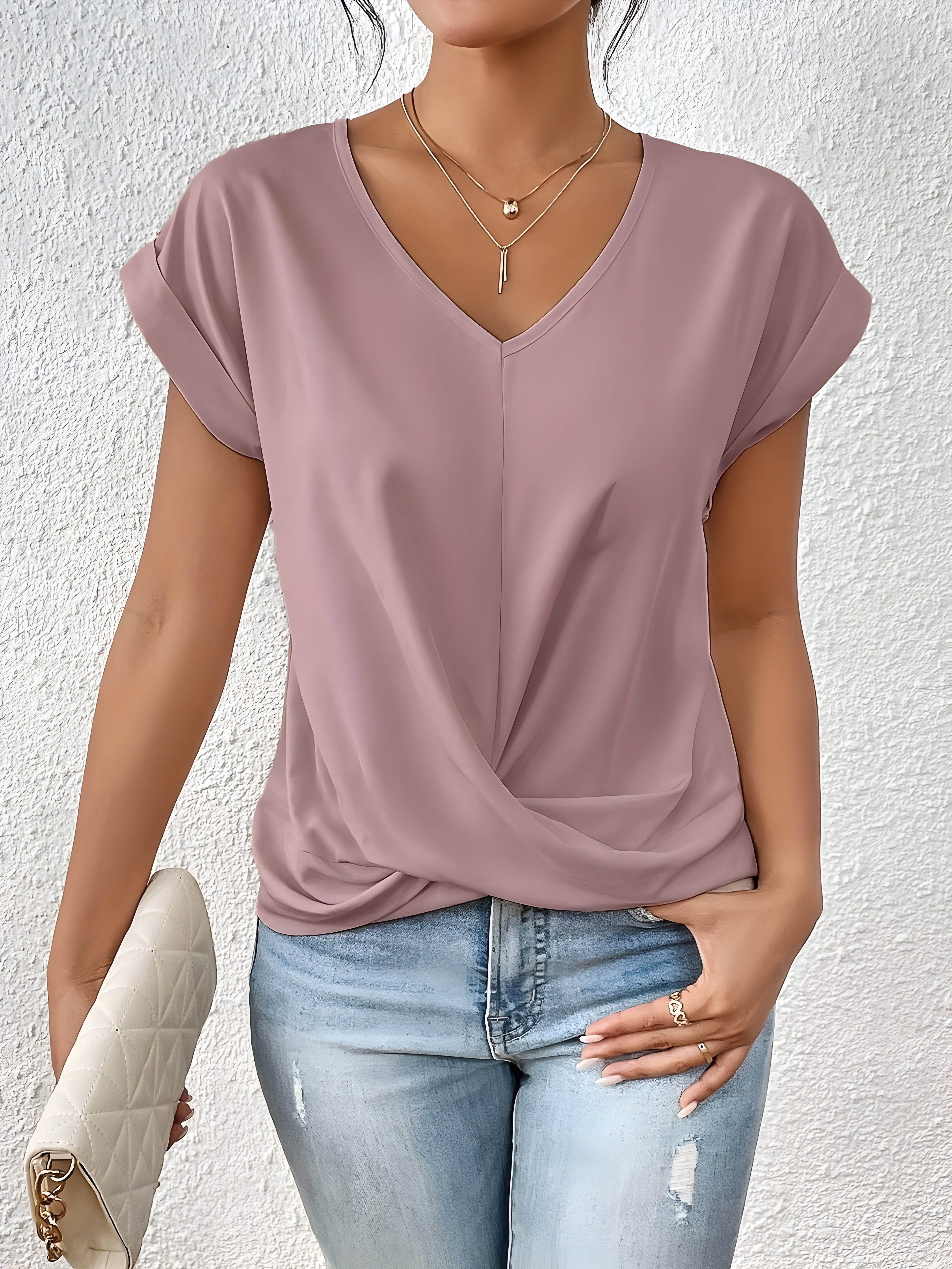 Meika™  | Women Classic Twist Detail V-Neck Top