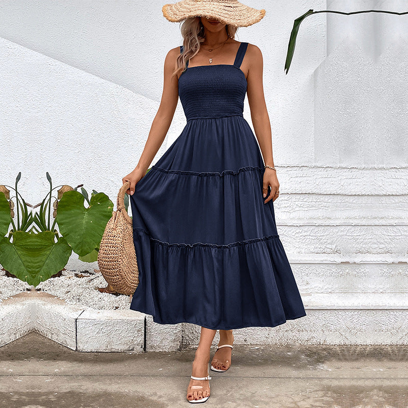 Fiorelle™ | Vintage Frill Hem Shirred Backless Sundress