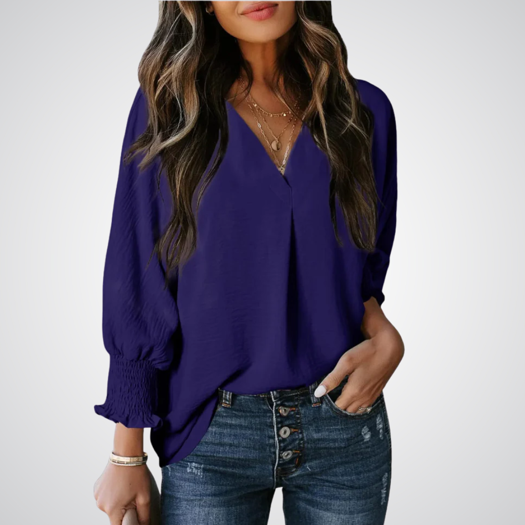 Leila™ | Women Classic V-Neck Tunic Blouse