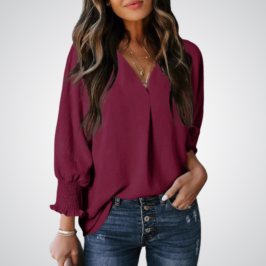 Leila™ | Women Classic V-Neck Tunic Blouse