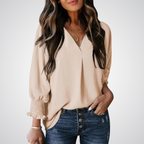 Leila™ | Women Classic V-Neck Tunic Blouse