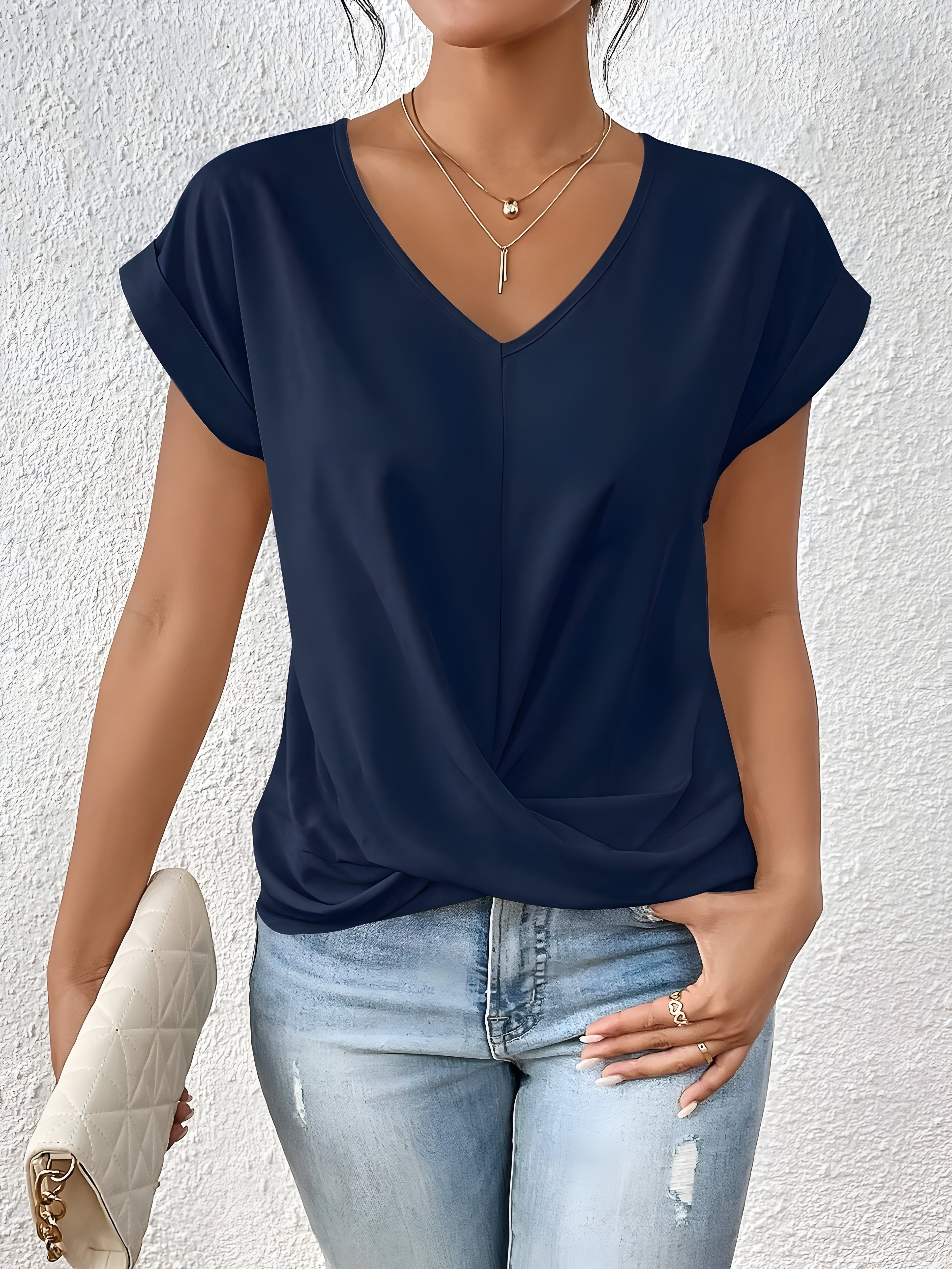 Meika™  | Women Classic Twist Detail V-Neck Top