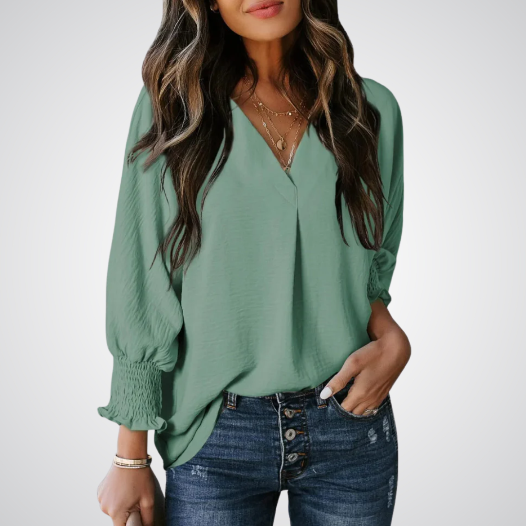 Leila™ | Women Classic V-Neck Tunic Blouse